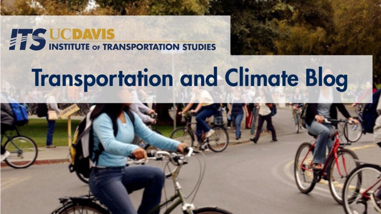 UC Davis transportation and climate blog logo with cyclists
